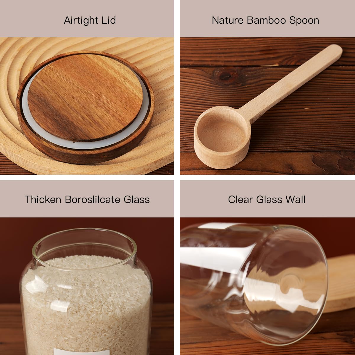 CZSZYGHBAO natural acacia lid adds warm pantry detail