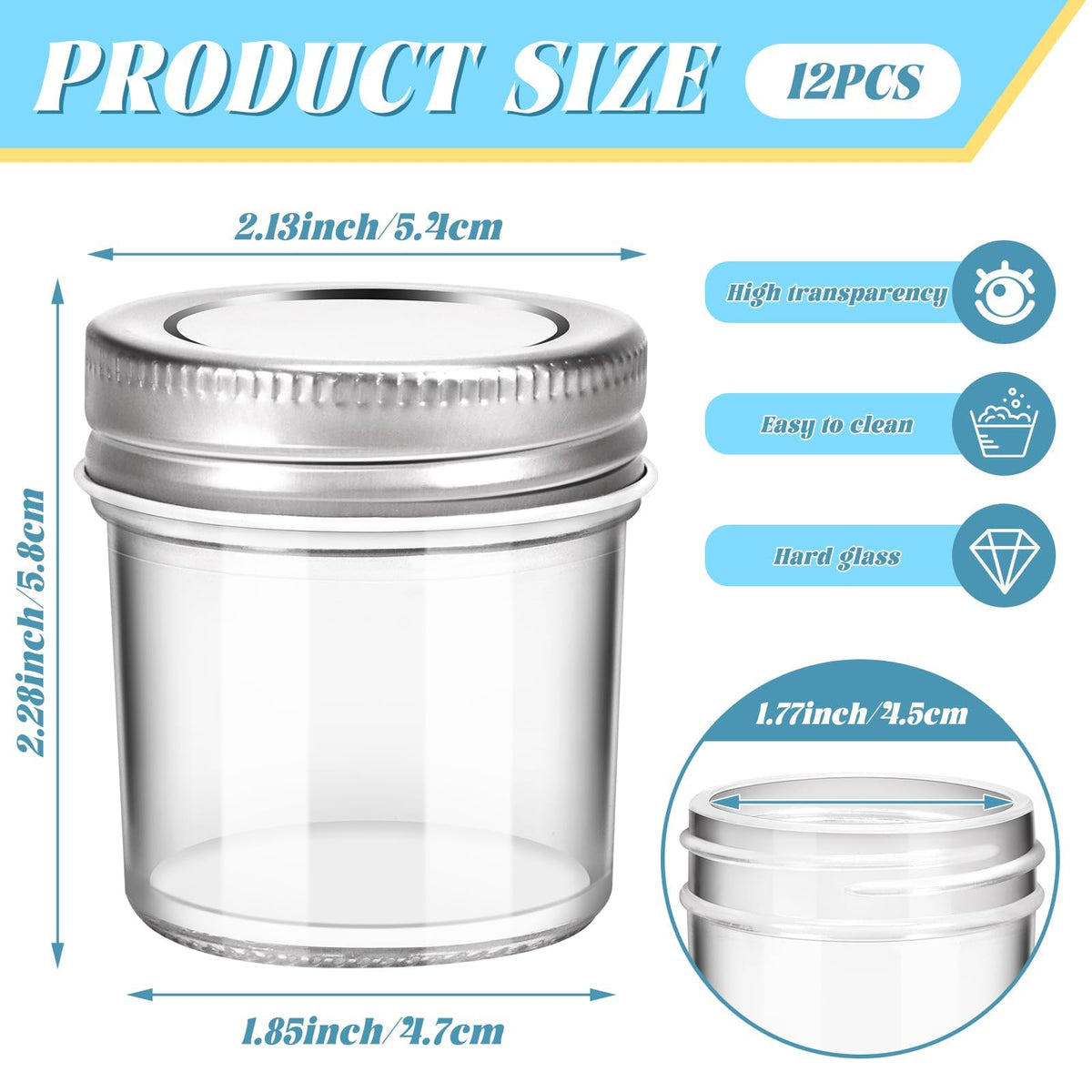 CZWESTC 2oz Mini Marson Jar side view highlights portable, leak-proof design for on-the-go use.