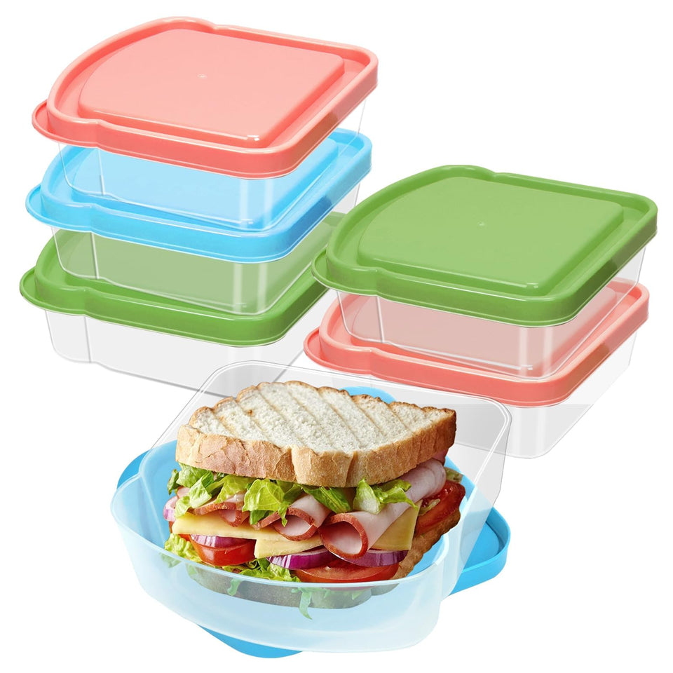CZWESTC six-pack sandwich containers in a colorful set for quick school lunches