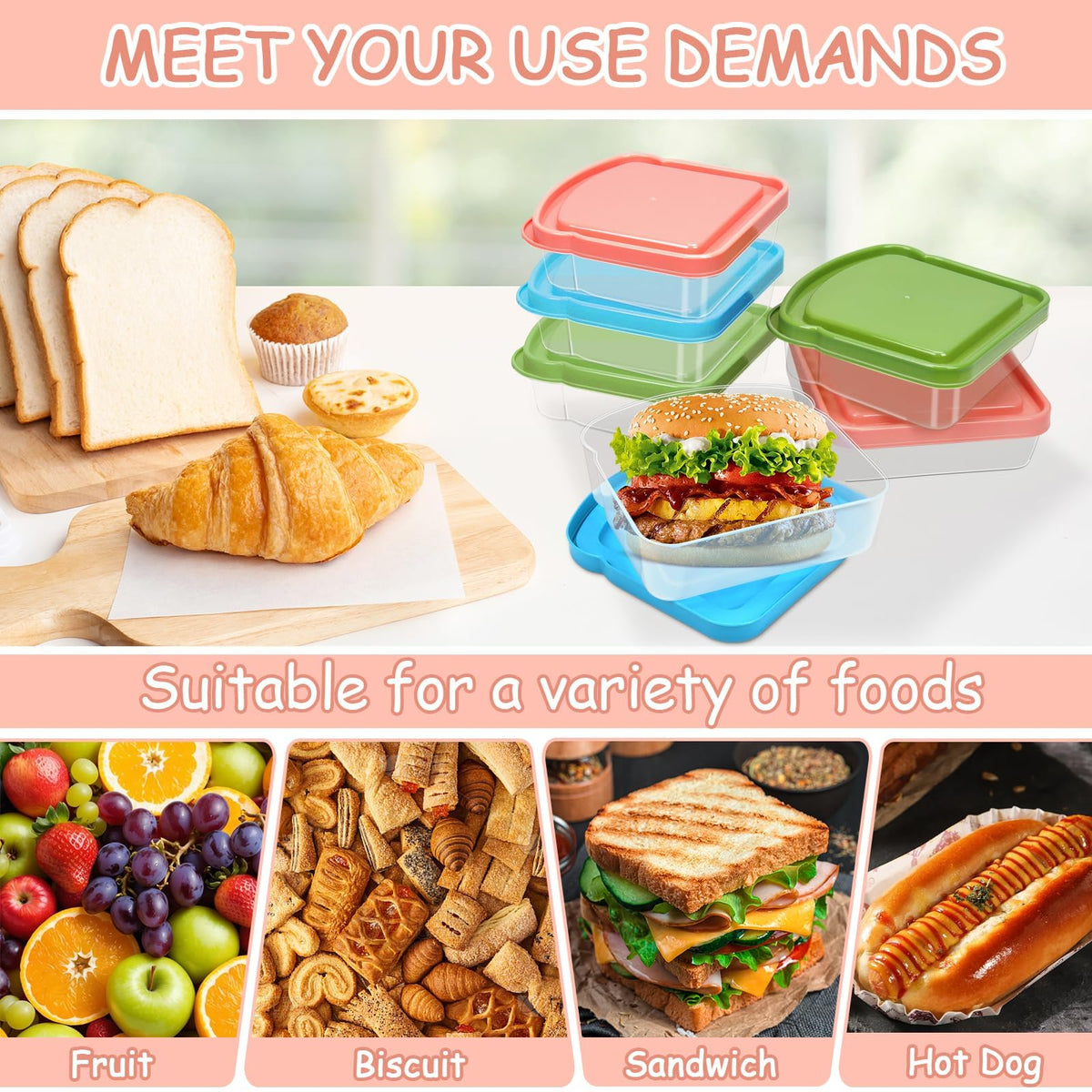 CZWESTC toast-shaped sandwich boxes keep lunches neatly compact