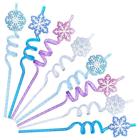 CZWXOXO glitter frozen plastic straws set for festive drinks.