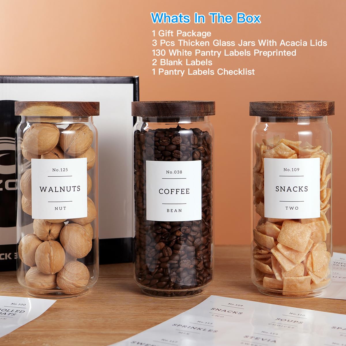 CZZGSM 132-label pantry kit helps keep jars organized and contents visible.
