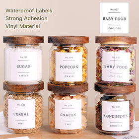 CZZGSM 132 preprinted pantry labels help categorize tea, sugar, and spices.