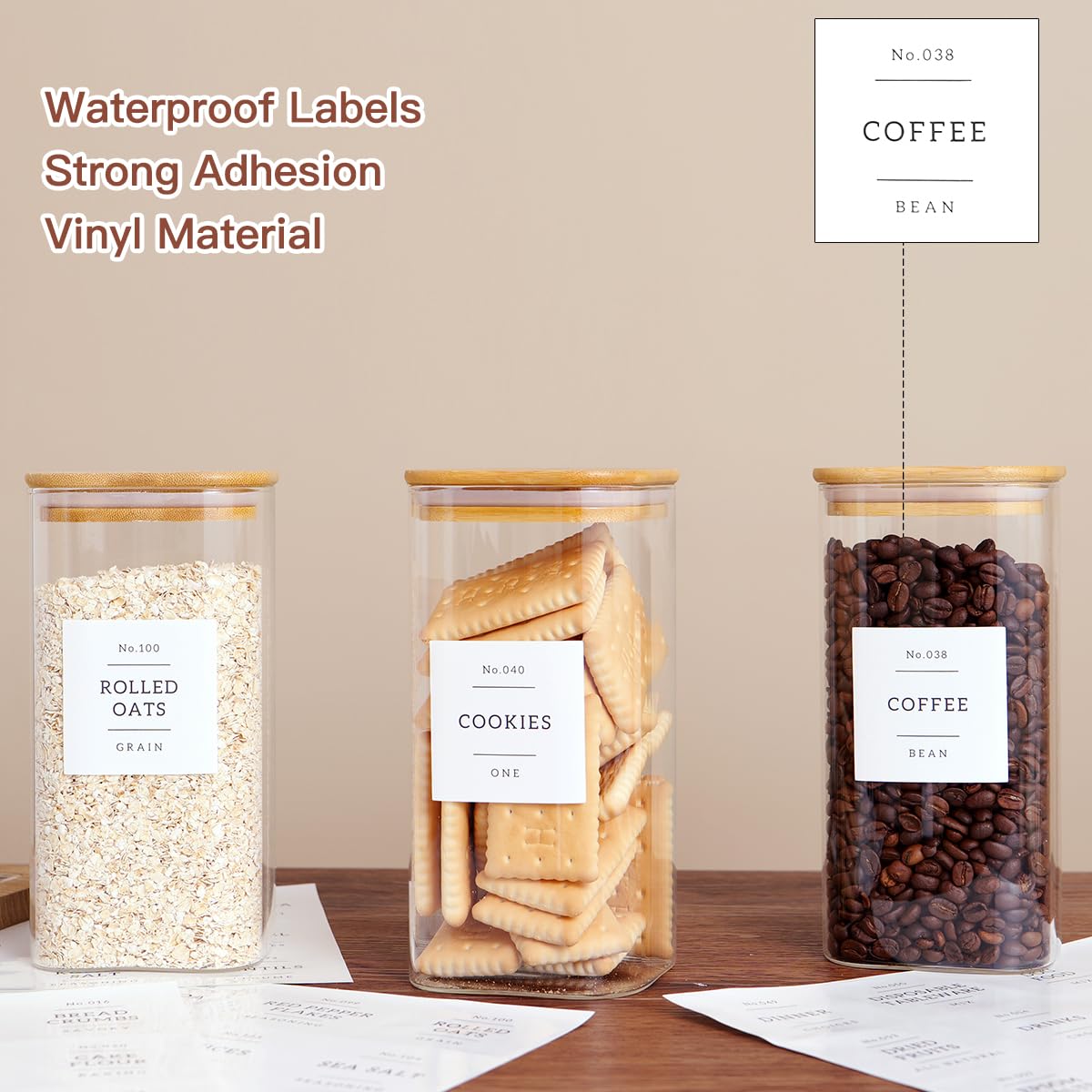 132 preprinted pantry labels help label jars clearly.