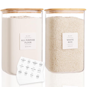 CZZGSM 2-pack square glass containers with lids for organized pantry storage