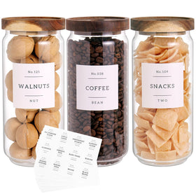 CZZGSM 3-set glass pantry jars with acacia lids for airtight storage.