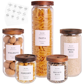 CZZGSM 5-pack glass pantry jars with acacia lids for organized storage
