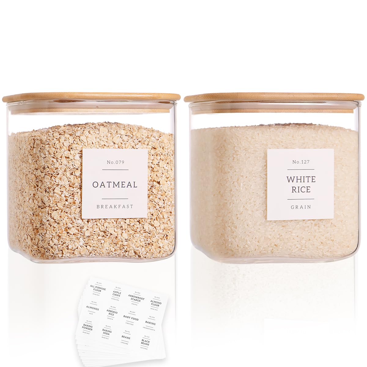 CZZGSM square glass jar with airtight lid showcasing 85 oz capacity for cookies and pantry staples