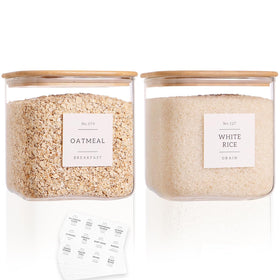 CZZGSM square glass jar with airtight lid showcasing 85 oz capacity for cookies and pantry staples