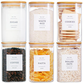 CZZGSM square glass jar with airtight bamboo lid for fresh pantry storage.