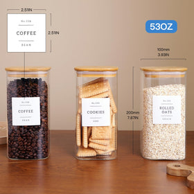 Thick borosilicate glass for durable, clear cereal canisters.