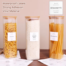 CZZGSM square canisters with labels improve pantry labeling and findability.