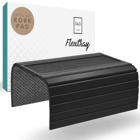 D&D Living sofa tray with anti-slip cork pad keeps beverages steady.