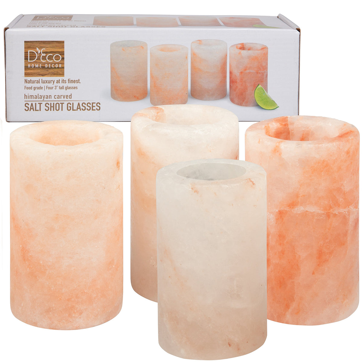 D'Eco Himalayan salt shot glasses 4-pack ready for salt-infused tequila sessions