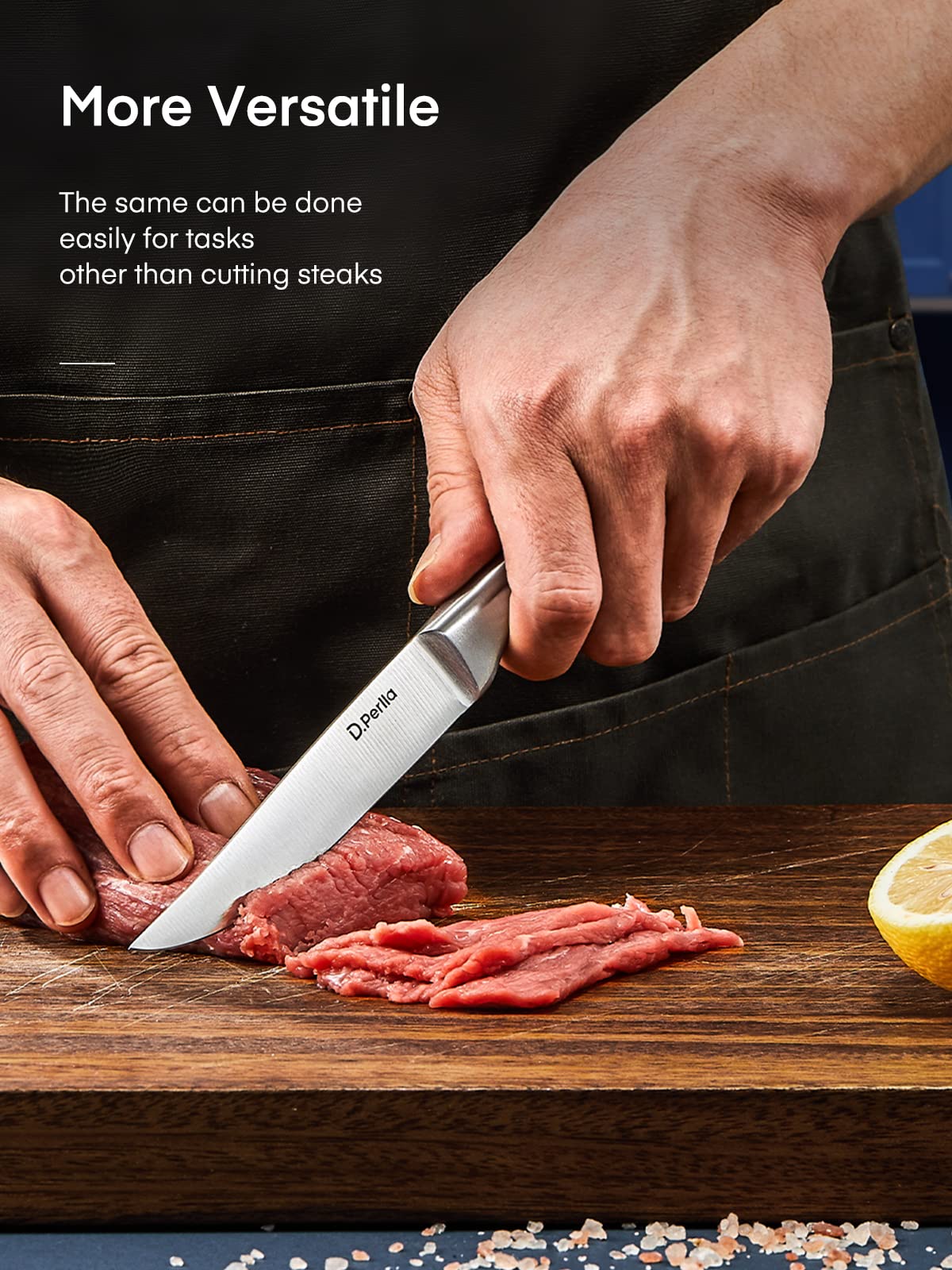 D.Perlla forged one-piece knife with seamless blade-handle junction.