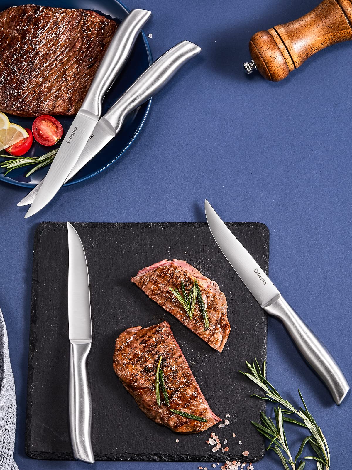 D.Perlla unserrated edge ideal for quick, tear-free steak slicing.