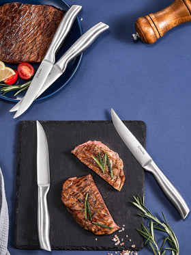 D.Perlla unserrated edge ideal for quick, tear-free steak slicing.