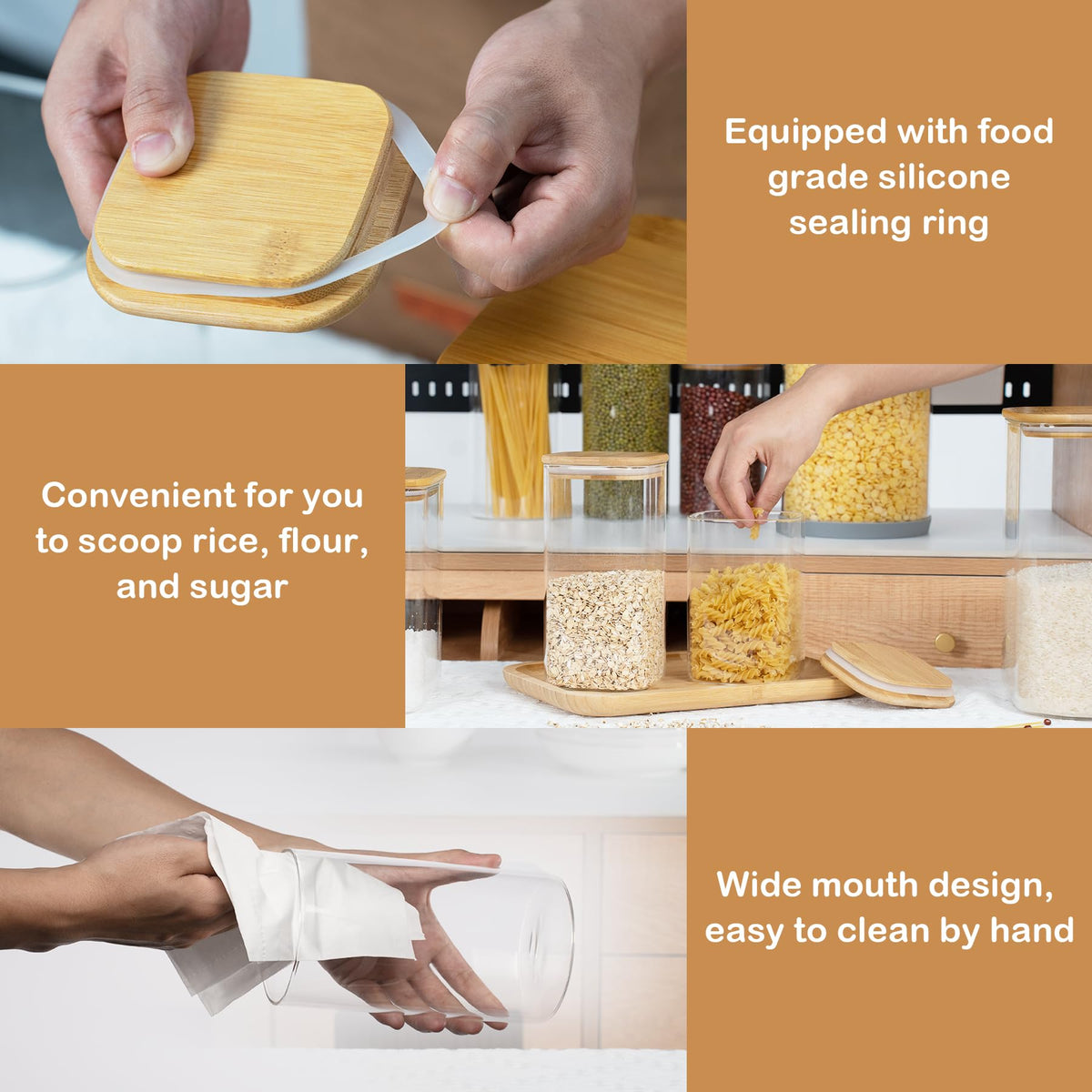 D2scrma airtight bamboo-lid jar preserves pantry freshness