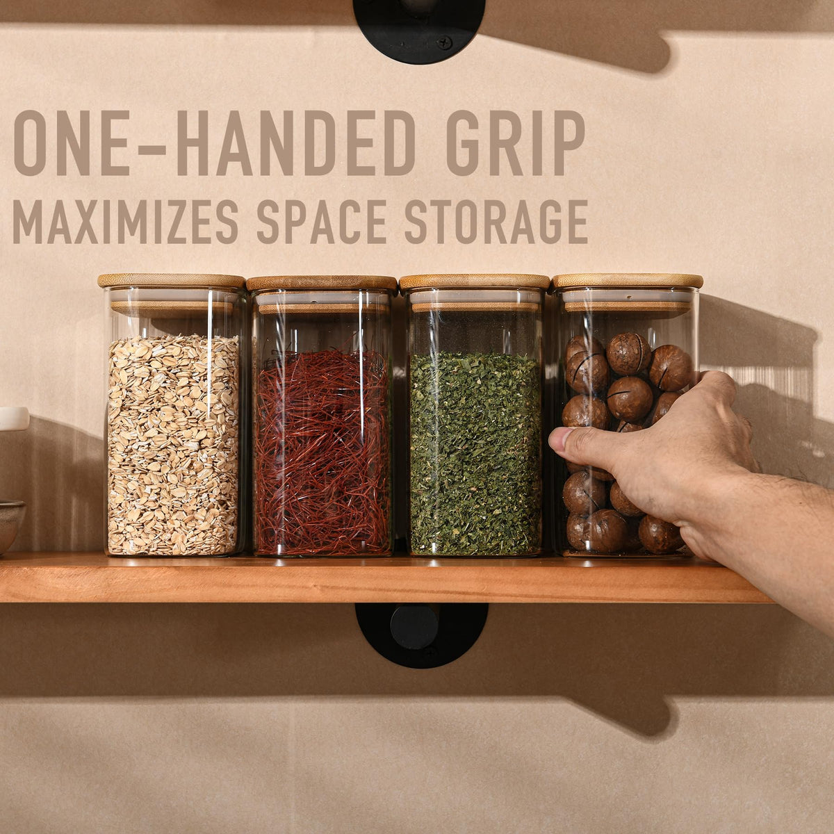 D2scrma square pantry jar ideal for cereals and nuts.