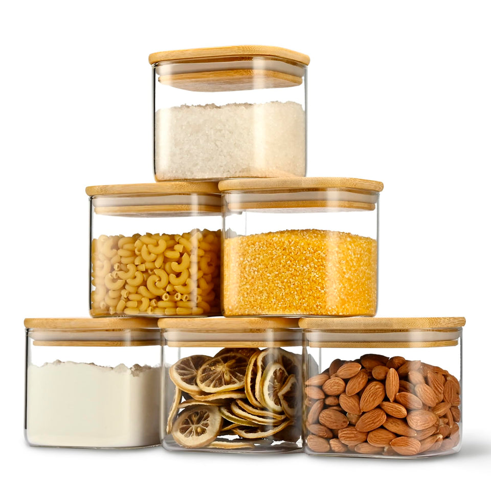 D2scrma square spice jar with bamboo lid keeps spices organized
