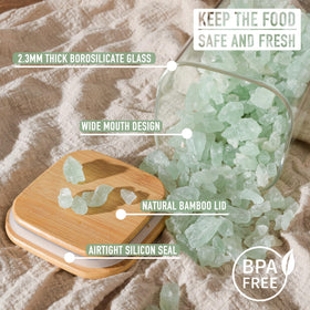 D2scrma transparent glass jar shows contents at a glance for quick stock checks.