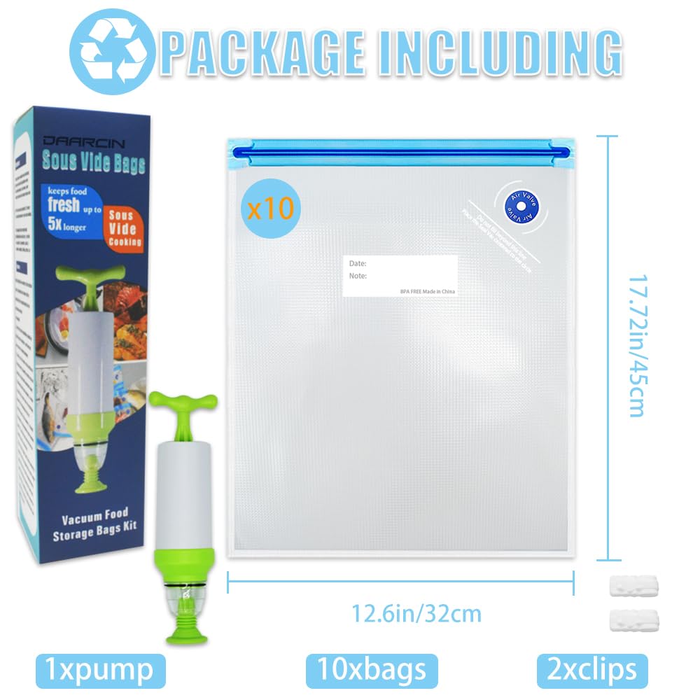 Daarcin microwave-compatible sous vide bags for versatile cooking