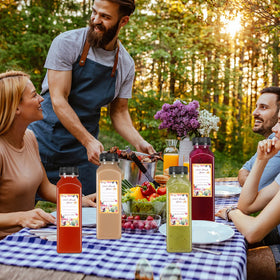 Dabacc fridge-ready juice bottles, ideal for chilling and quick-access beverages.