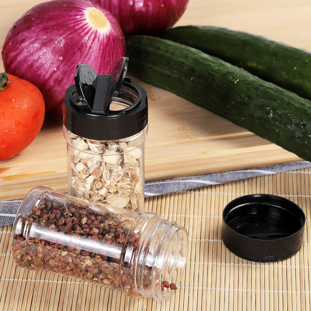 Dabacc transparent drawer storage with spice jars for neat shelves