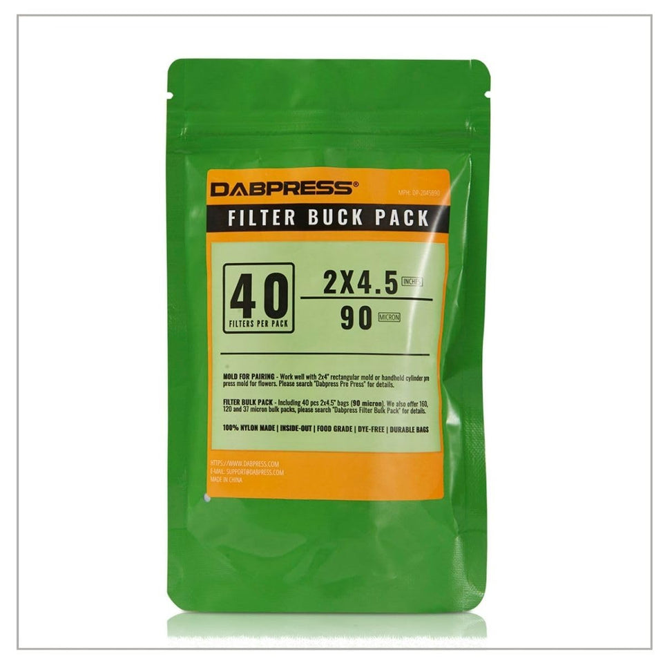 DABPRESS tea filter bags 40-pack in 2x4.5 inch size for consistent results.