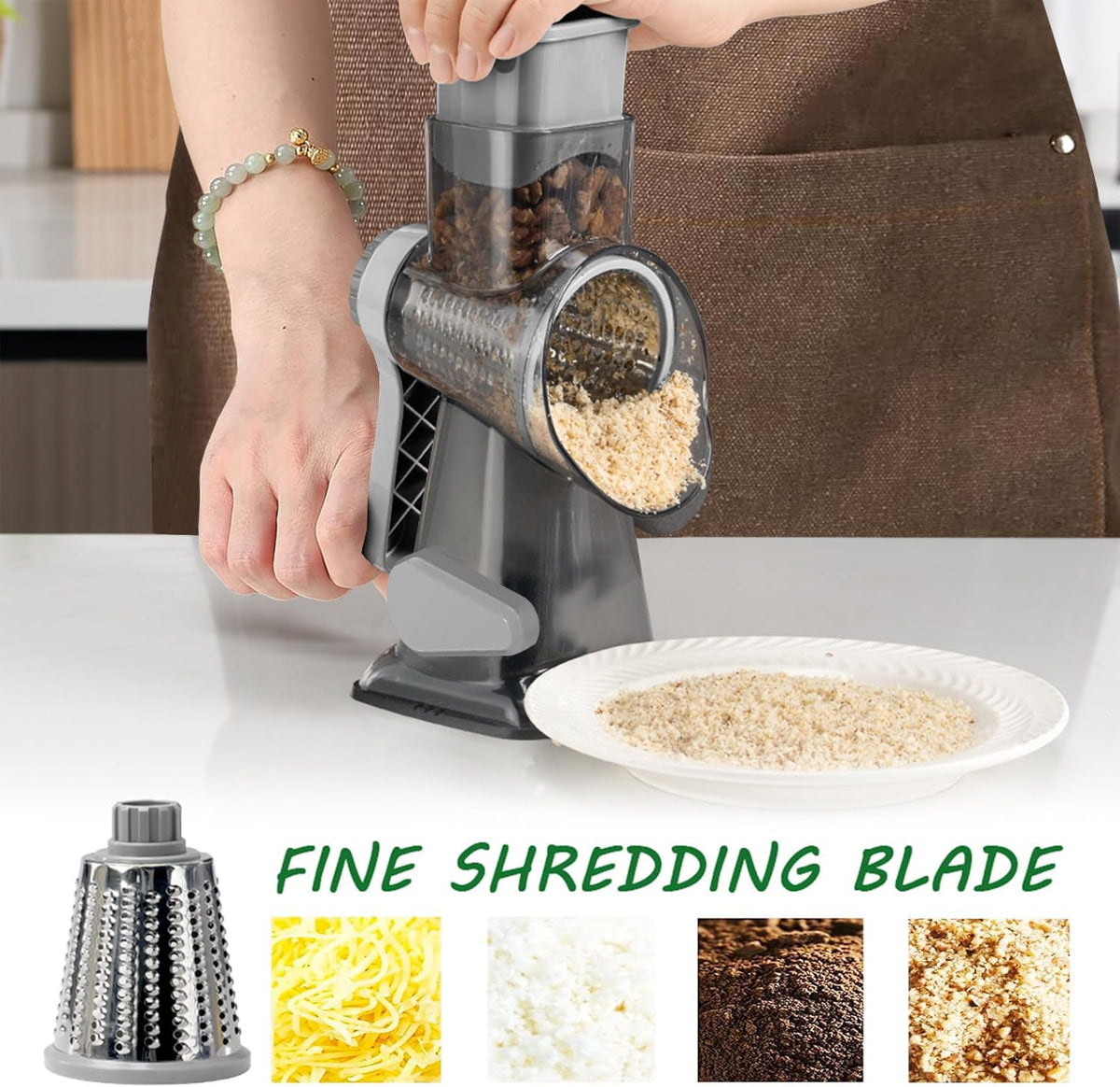 Dachenus grater disassembled for easy cleaning and quick reassembly