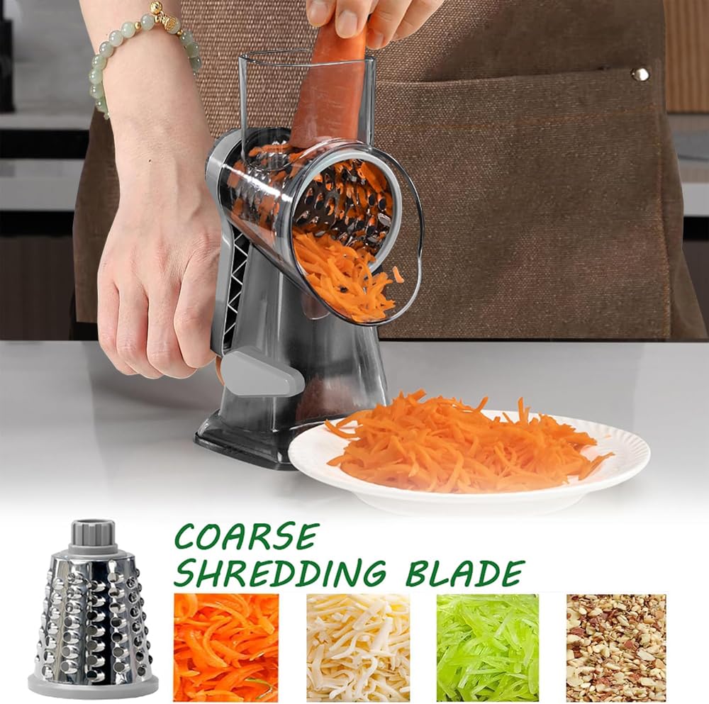 Dachenus hand crank grater in action with rotating drum