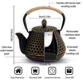 Dachenus gold-and-black finish adds vintage charm to any tea ritual