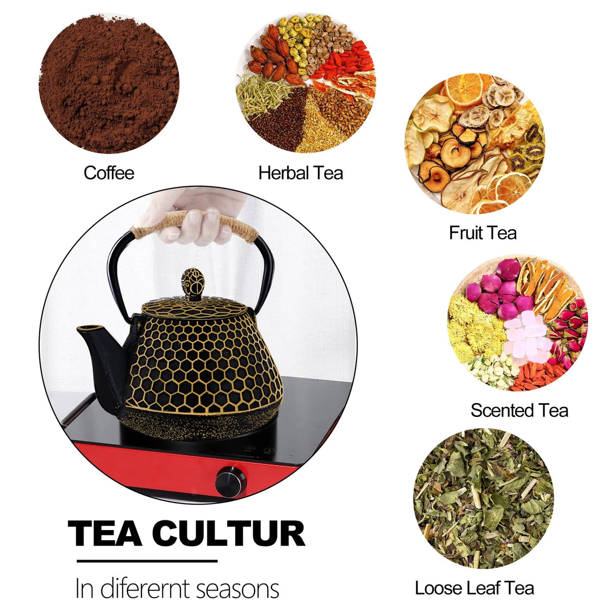 Dachenus tea pot with detachable tea leaf infuser for easy loose-leaf brewing