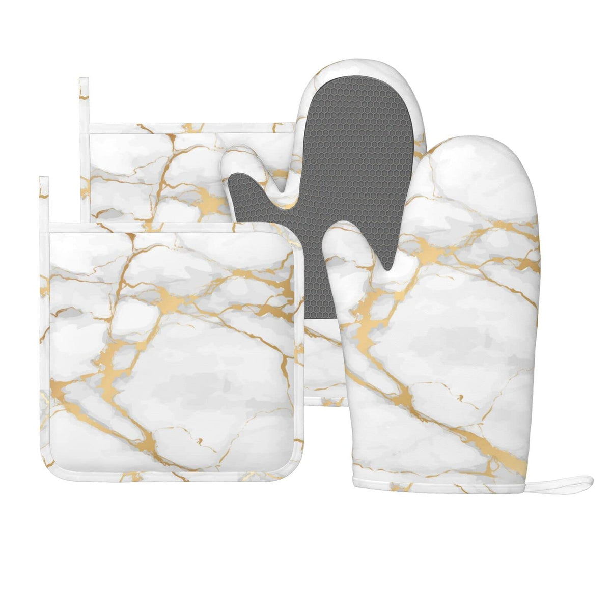 DADABULIU oven mitts marble white gold close-up highlighting heat-resistant protection for hot pans