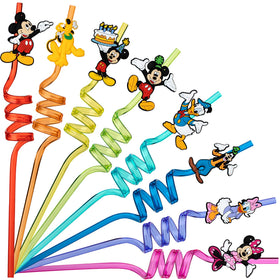 DaeSichi Mickey birthday straw set with 24 colorful designs for kids' drinks