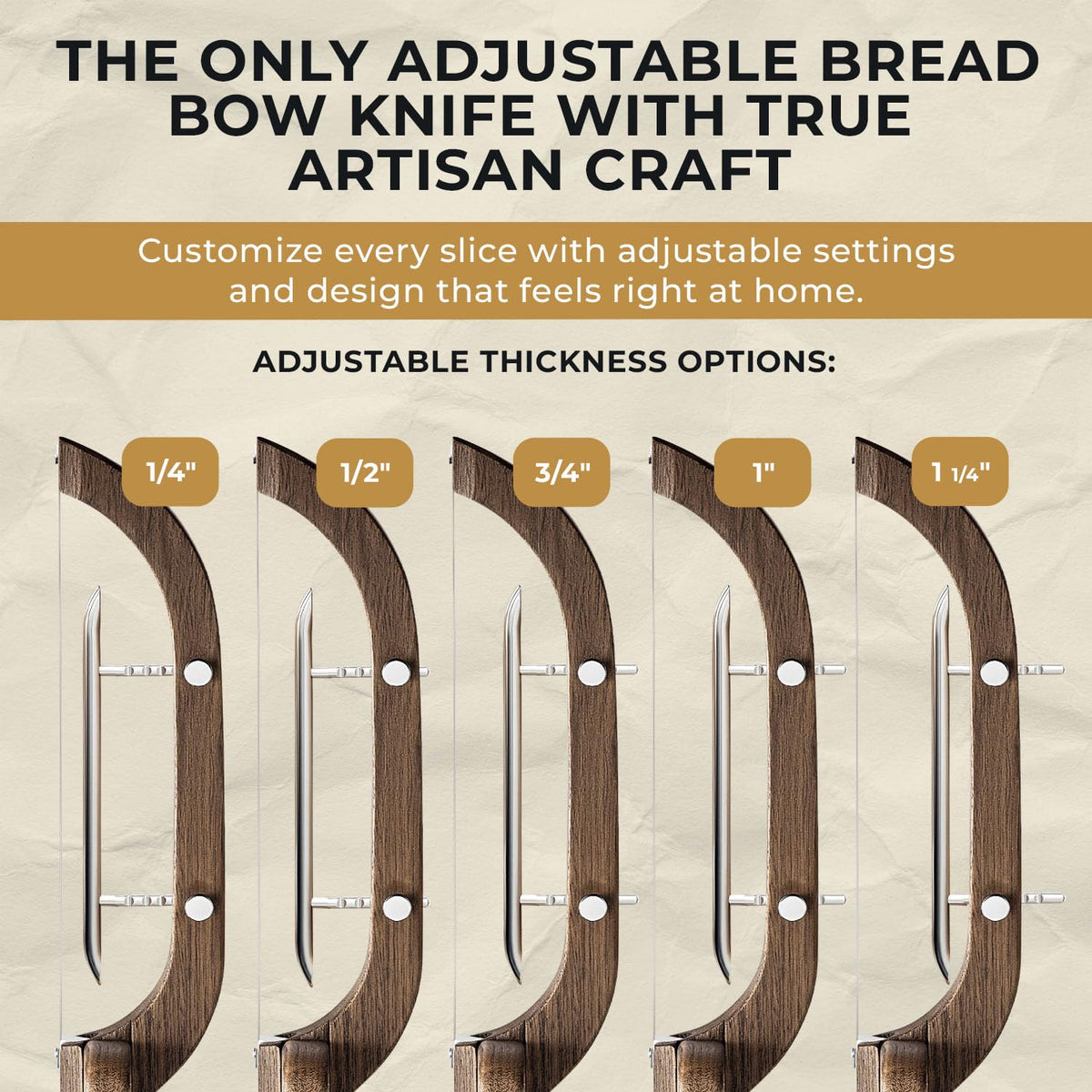 DAFIOZZ bread slicer shows five thickness settings for customizable cuts