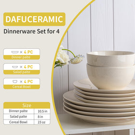 Dafuceramic 8-inch salad plates in crisp white, perfect for salads and sides.