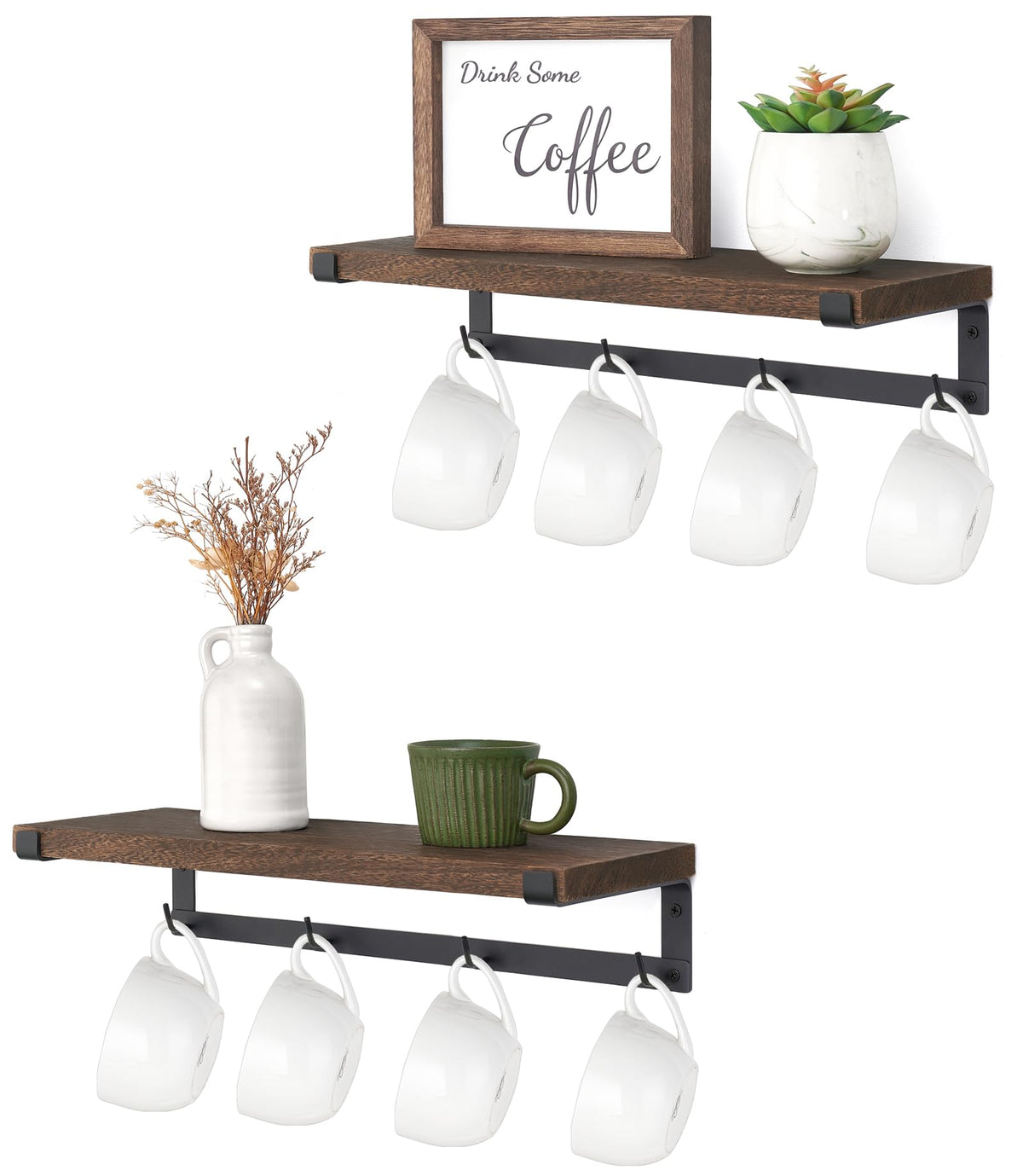 Dahey mug holder wall-mounted bracket and shelf for stylish space-saving storage