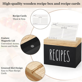 Dahey six dividers categorize recipes for quick retrieval.