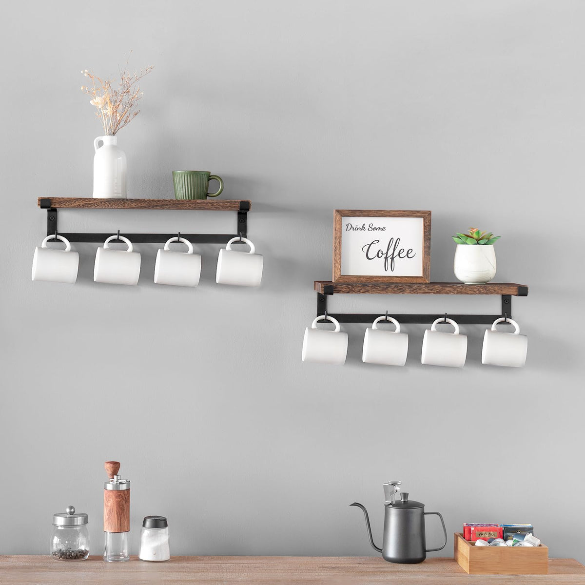 Dahey two-pack mug rack set keeps cups within reach