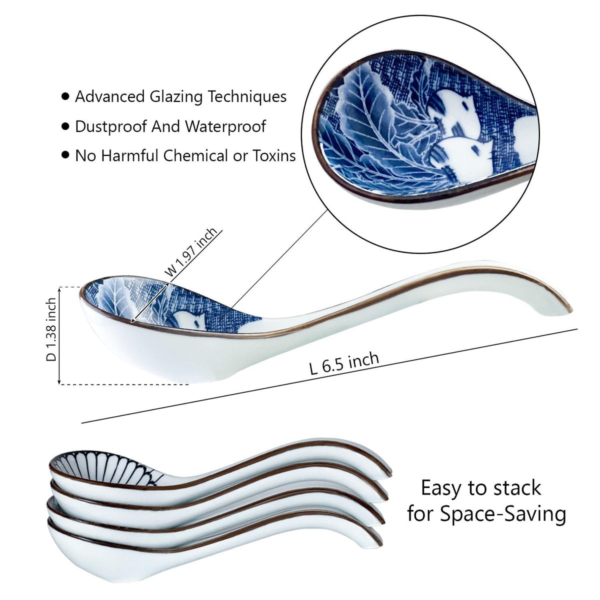 DAHO GOMSU ramen spoon with non-slip bottom keeps it in place during meals