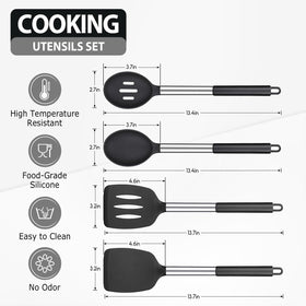 DaiRen silicone slotted spoon in black ideal for draining sauces