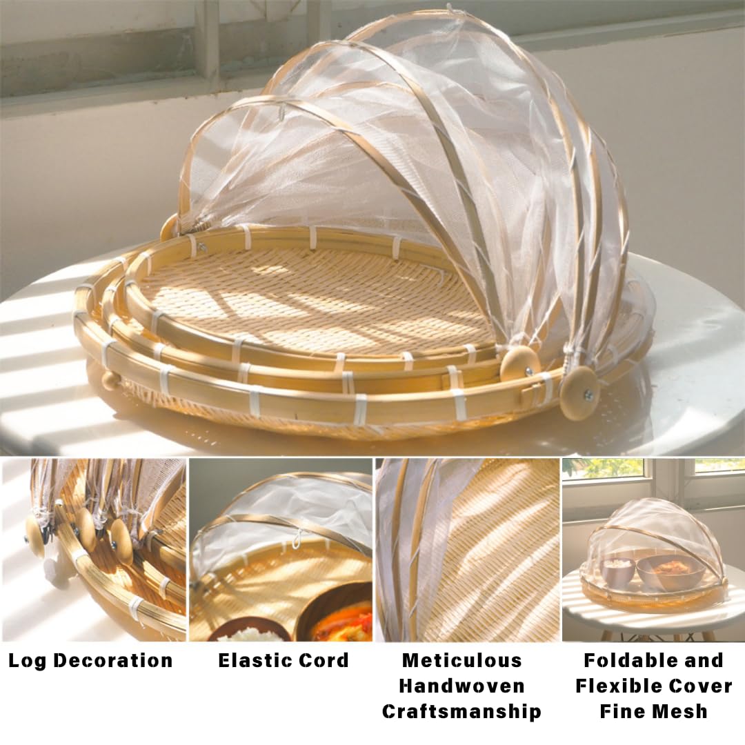 Foldable portable bamboo fruit basket set for picnics by DAIKA BAMECO