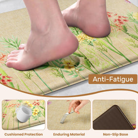 DailyCuddles kitchen mat with non-slip back prevents slips on wood flooring.