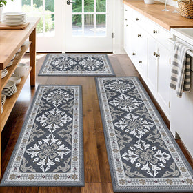 DailyCuddles kitchen rug 20x32 grey geometric pattern adds stylish comfort underfoot.