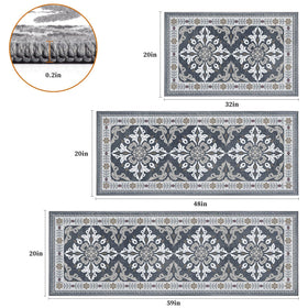 DailyCuddles kitchen rug 20x48 grey geometric pattern cushions standing tasks with soft texture.