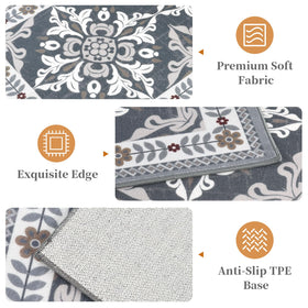 DailyCuddles kitchen rug 20x59 grey geometric pattern provides extra coverage with firm stability.