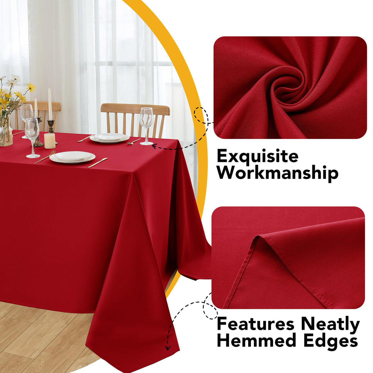 Dailyset 10-pack tablecloths stacked demonstrates ample supply for multiple tables.