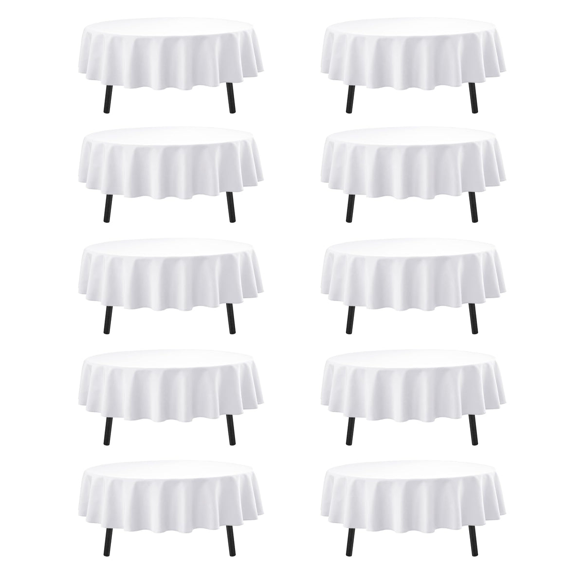 DailySet 90-inch white round tablecloth close-up weave highlighting durable polyester