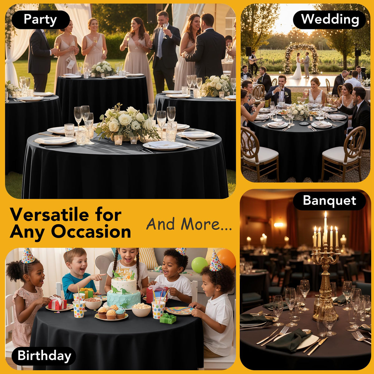 Dailyset 5-6 ft round table drape delivers a snug, no-slip fit.
